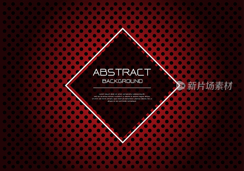 Abstract vector luxury red circle mesh pattern on black with diamond banner white frame template design modern background illustration.
